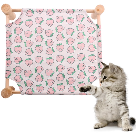 PUMYPOREITY Wooden Pet Hammock Bed, Dog Kennel Puppy Camp Bed, Wood Removable and Washable Cat Bed, Natural Wooden Pet Sleeping Bed