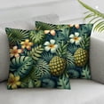 thumbnail image 2 of GOSMITH 2-Piece Short Plush Pillowcase Set Pineapples Decorative Lumbar Cushion Case Hawaii Summer Tropical Palm Leaves Flowers Blossom White, 2 of 6