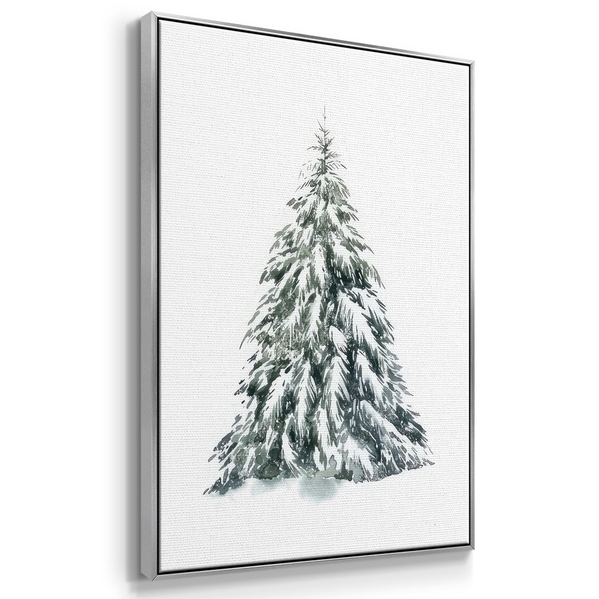 Blue Spruce I - Framed Gallery Wrapped Holiday Canvas - 25 x 37 - Silver Frame