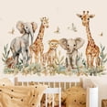 thumbnail image 1 of Adhesivos de pared con diseño de acuarela, jirafa, elefante, tigre y león, 1 of 3