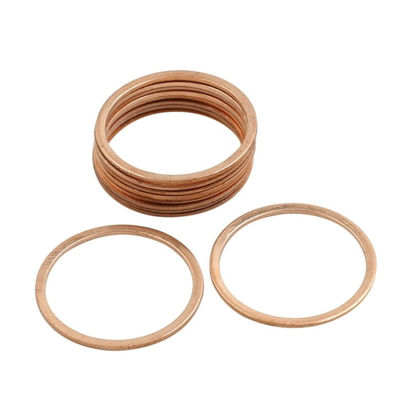 10 Pcs Copper Tone Parts Gasket Sealing Rings 25mm Inner Diameter for Car