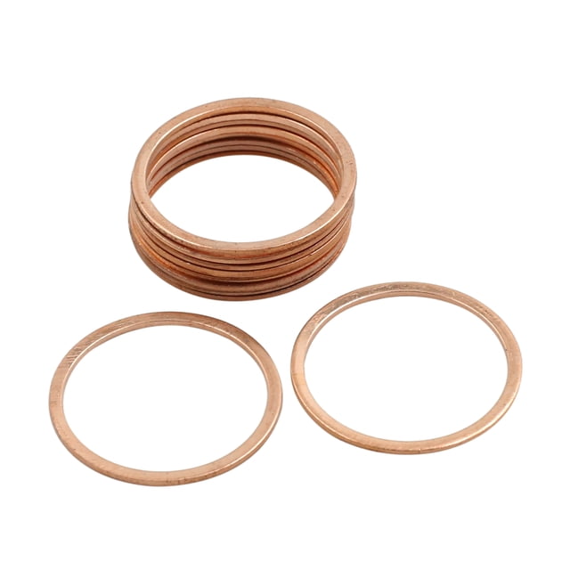 Unique Bargains 10 Pcs 25mm Inner Diameter Copper Washers Flat Sealing Rings Gasket Fitting