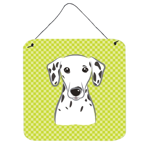 Carolines Treasures Checkerboard Lime Green Dalmatian Wall or Door Hanging Prints 6x6 multicolor