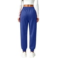 thumbnail image 4 of Resicozy Joggers for Women with Pockets Drawstring Elastic Waist Athletic Lounge Pants Casual Fashion Solid Color Trousers Dark Blue L, 4 of 4