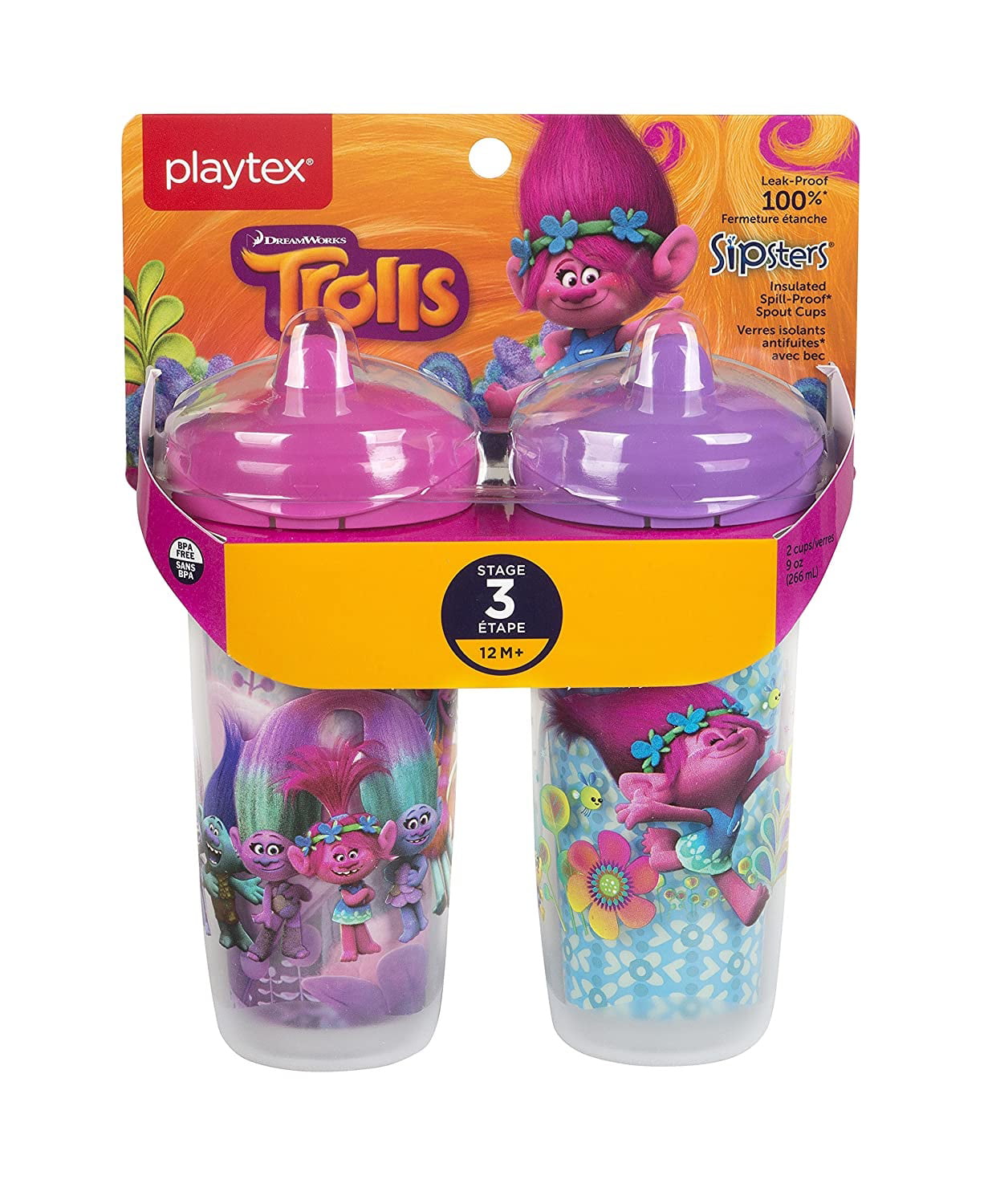 Dreamwork Trolls Sippy Cup Bottle With Straw Handle BPA FREE PLASTIC 