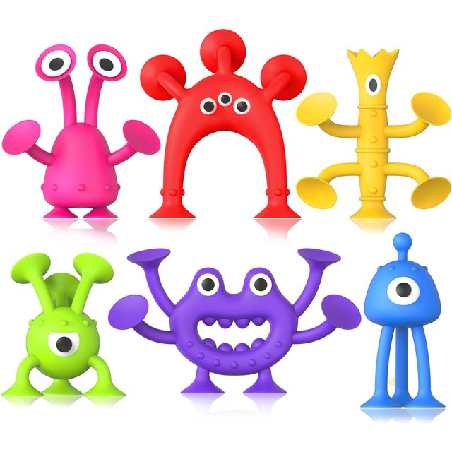 Juguetes de baño de bebé, juguete de ventosa: juguete de baño sin agujeros para bebés pequeños – Mini juguetes sensles con ventosa para niños y niñas, juguete de construcción de ventanas, s