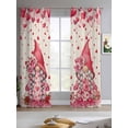thumbnail image 2 of Valentine's Day Sheer Curtains 84 Inch Length 2 Panels Set for Living Room/Bedroom, Pink Gnomes Love Roses Romantic Beige Kitchen Curtains Grommet Semi-Sheer Curtains Window Treatments 42"x84"x2, 2 of 7