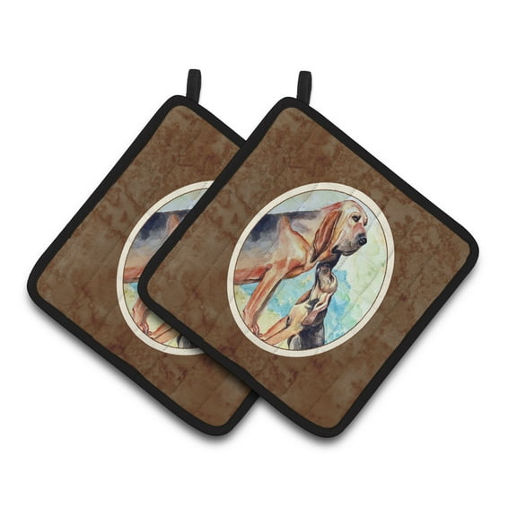 Carolines Treasures 7014PTHD Bloodhound Mommas Love Pair of Pot Holders , 7.5HX7.5W, multicolor