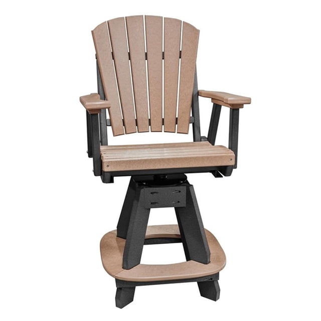 Pemberly Row Coastal Counter Height Swivel Arm Chair in Brown