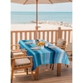 thumbnail image 2 of 52x70 Inch Outdoor Tablecloth with Umbrella Hole Zipper Rectangle Blue Ocean Rectangular Tablecloths Outside Waterproof Beach Blue Green Stripes Waves Watercolor Patio Table Cover for Picnic Party, 2 of 8