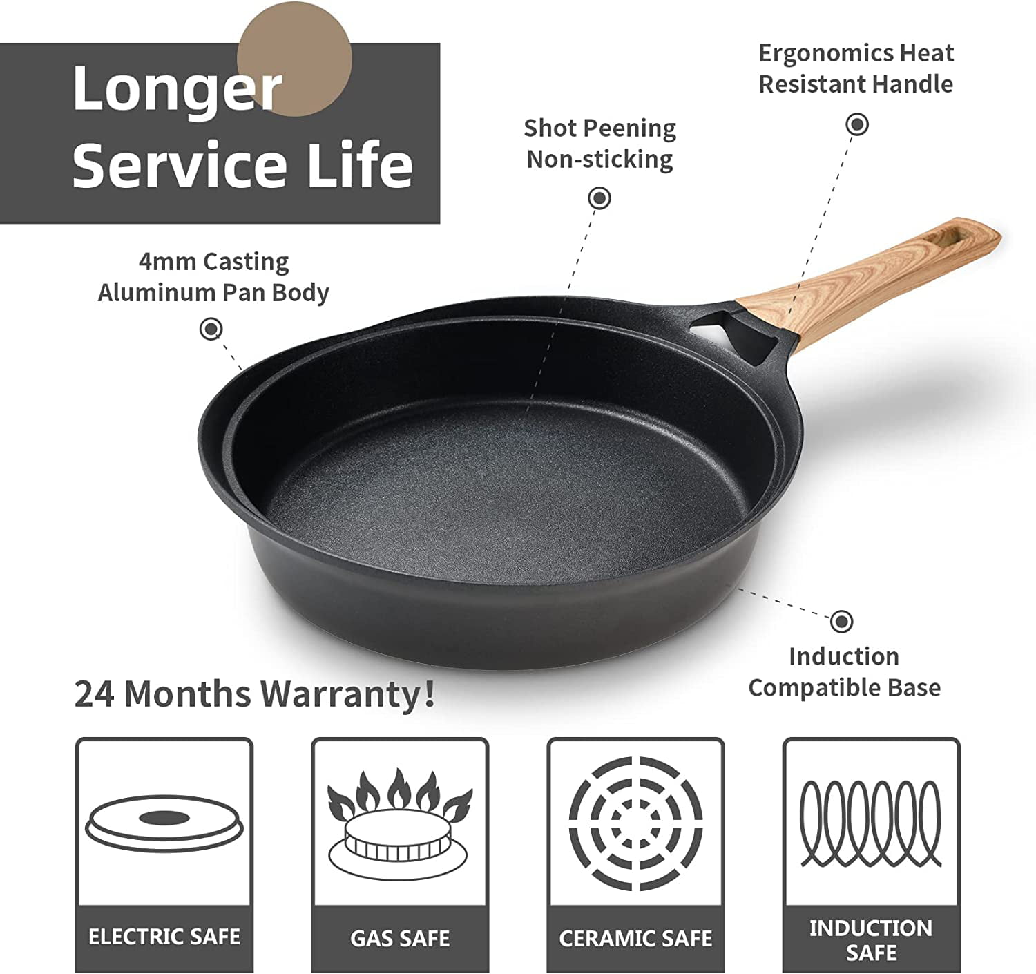 ESLITE LIFE Nonstick Cookware Sets, 12 Pcs Granite Coating Pots and Pans  Set Kit