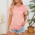 thumbnail image 4 of Duoif Women's Tops Women's Summer Solid Color Round Neck Pleated Short Sleeve T Shirt Top Tshirts Shirts for Women Pink M, 4 of 8