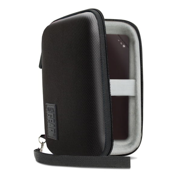 USA GEAR Portable Wi-Fi Mobile Hotspot Carrying Case w/ Wrist Strap & Hard Shell Exterior - Black