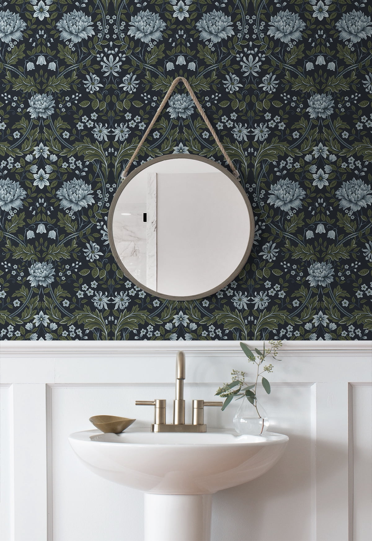 Nextwall Blue & Sage Honeysuckle Trail Peel And Stick Wallpaper - 20.9 in. W x 18 ft. L Roll