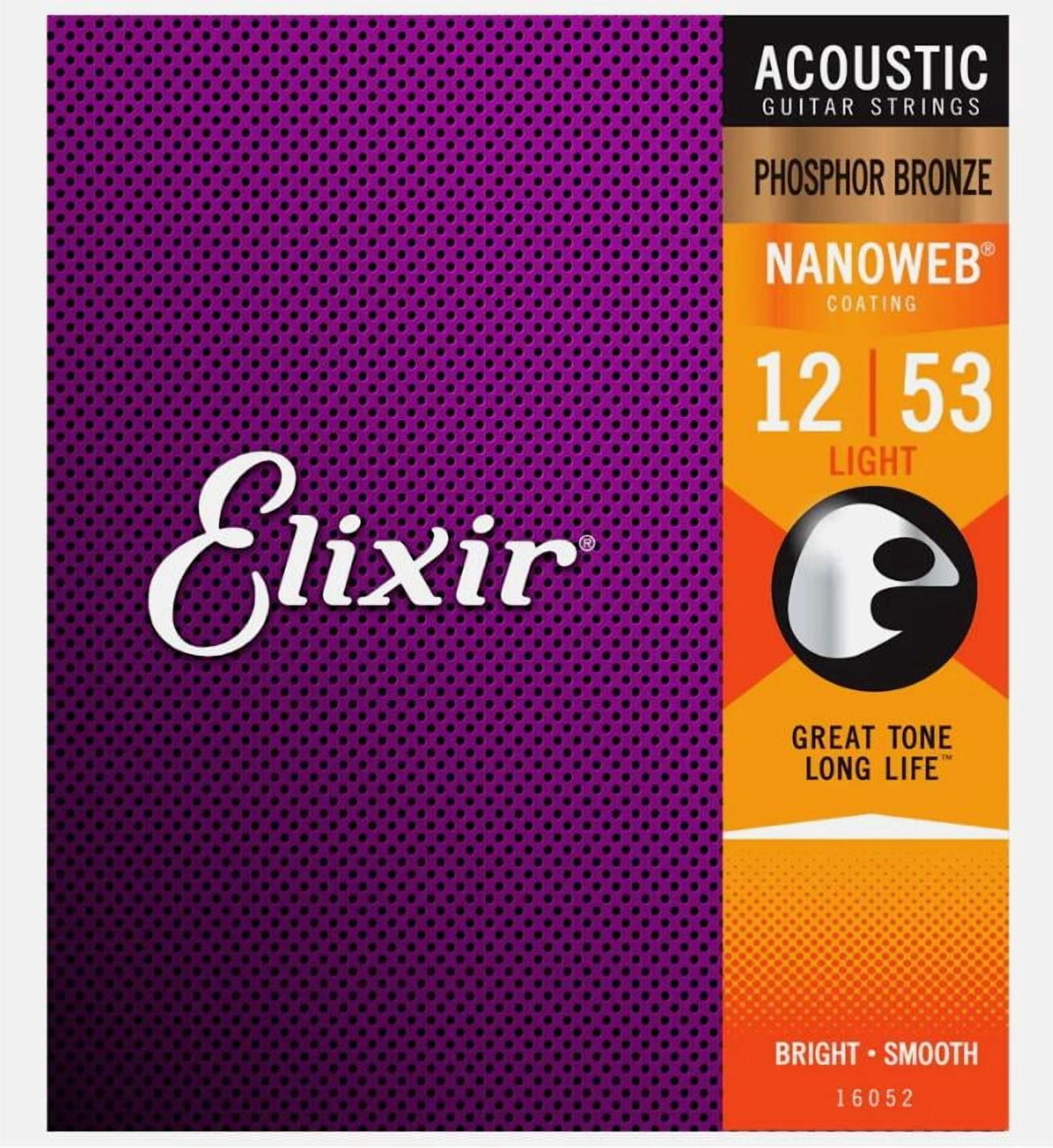 3-Pack! Elixir Light 12-53 Acoustic Phosphor Bronze Nanoweb 16052