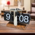 thumbnail image 4 of Reloj de escritorio plegable con base de madera, digital, vintage, automático, con cambio de página automático Acero inoxidable 12h, 4 of 6