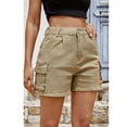thumbnail image 2 of Women's Casual Comfortable Solid Color Jean Workwear Shorts with Multi-Pocket Functionality, Personality Street Style for Urban Fashion, Durable and Practical Everyday Wear,Khaki L, 2 of 5