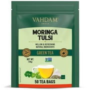 VAHDAM Organic Moringa Tulsi Green Tea Bags  50 Units - 100g