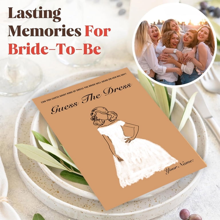 RYUJNDK 1 Set Guesses the Dress Bridal Shower Games Guesses the Dress Card  Bridal Shower Game Wedding Shower Games with Pencil
