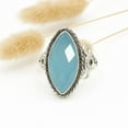 thumbnail image 2 of Vintage Style Chalcedony Ring – Oxidized 925 Sterling Silver Marquise Cut Handmade Natural Gemstone Jewelry for Her, 2 of 6