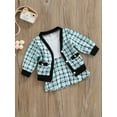 thumbnail image 3 of TSEXIEFOOFU Baby Girl’s Two Piece Suit Fashion Houndstooth Long Sleeve Coat and Sleeveless Stitching Dress, 3 of 8