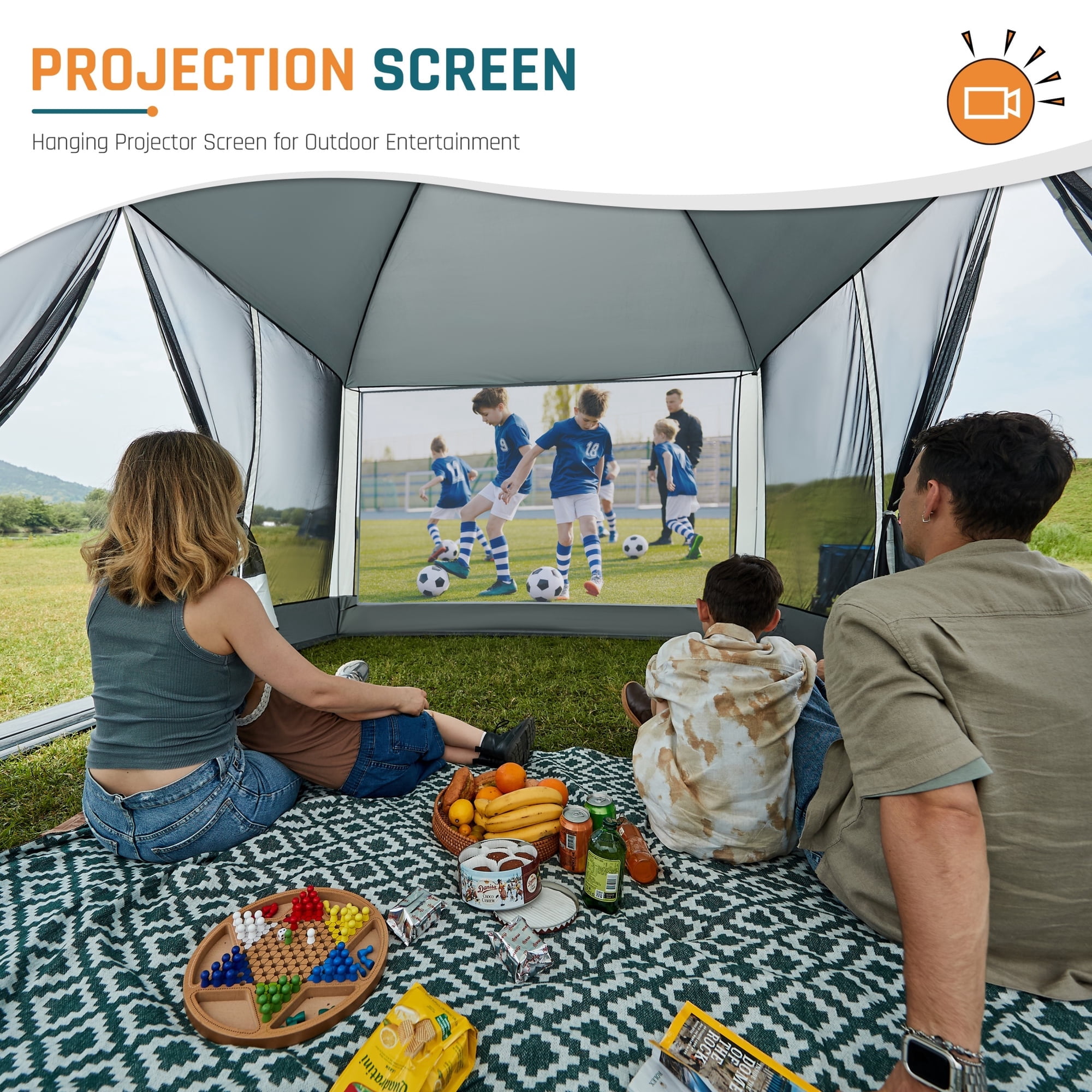 13' x 9' Screen House Tent with Projection Mesh Gazebos Camping Tent for Outdoor Patios Backyards Gray