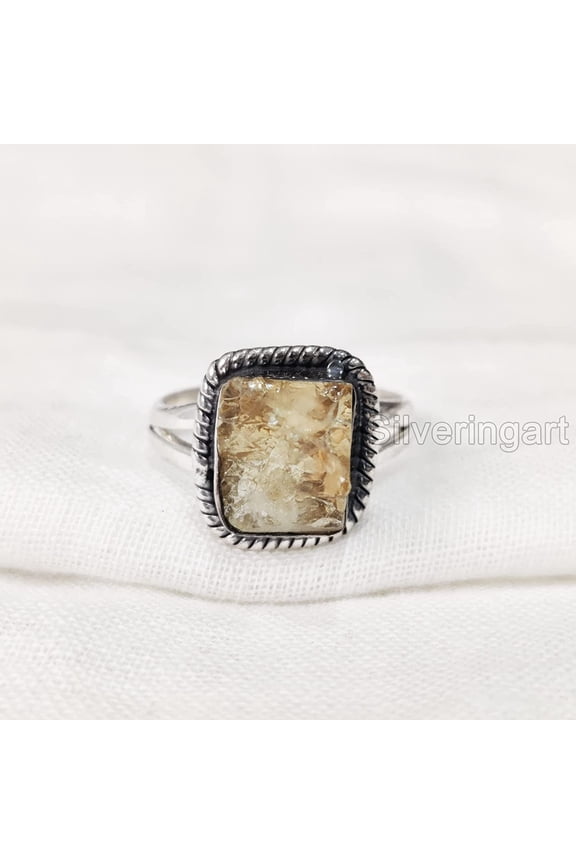 Natural Citrine Ring, Rough Citrine Gemstone Ring, November Birthstone, Bohemian Ring, 925 Sterling Silver, Womens Ring, Christmas, Thanksgiving, Handmade, Statement Jewelry, Rough Gemstone Jewelry