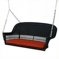 thumbnail image 1 of Jeco Balançoire de Porche Suspendue en Osier de Résine avec Coussin, Noir et Rouge, 1 of 1