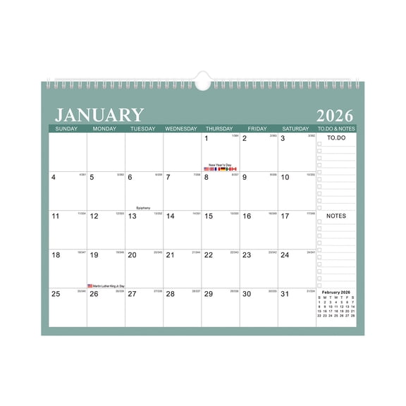 Wall Calendar 2026, 2026 Calendar Wall from Jan. 2026 to Dec 2026, 14" X 11" Paper Monthly Planner Wall Hanging Calendar with Thick Paper for Office Home Planning & Organizing