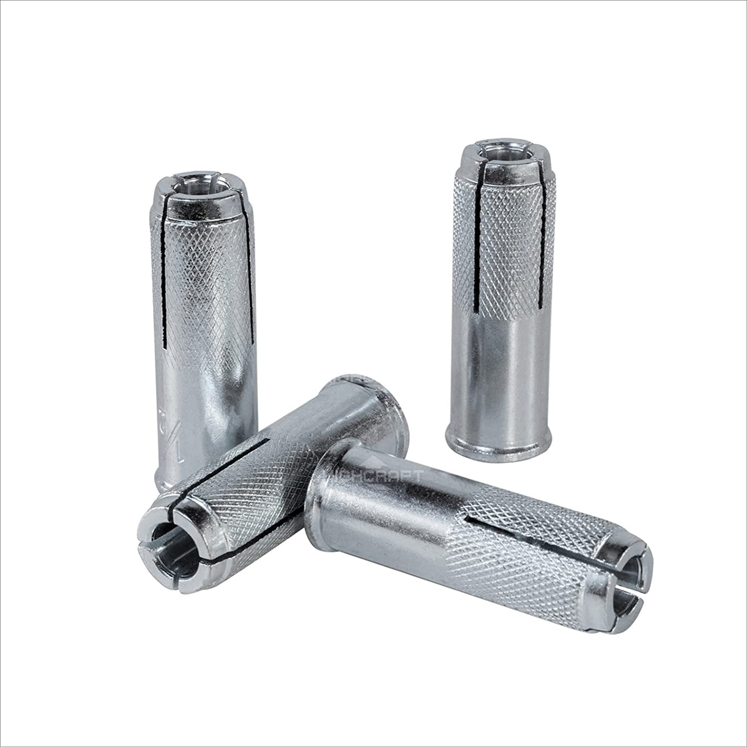 Highcraft 1/2" Drop-In Anchors Zinc Plated Steel, Knurled, 50 Pk