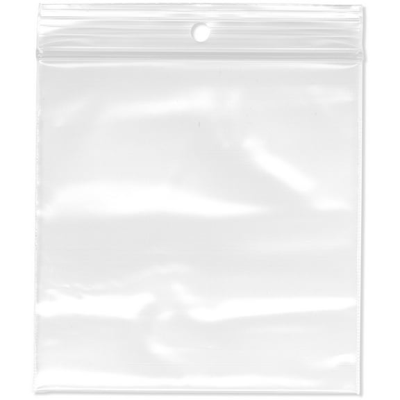 Plymor 4" x 4" (Pack of 100), 4 Mil with Hang-Hole Heavy Duty Zipper Reclosable Plastic Bags