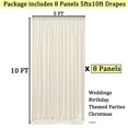thumbnail image 3 of Cortinas De Fondo De Color Marfil Sin Arrugas De 40 Pies X 10 Pies Para Fiestas, 8 Paneles De 5 X 10 Pies, Cortinas De Fondo De Poliéster De Color Marfil Para Decoración De Fondo De Fotografía De Cump, 3 of 7