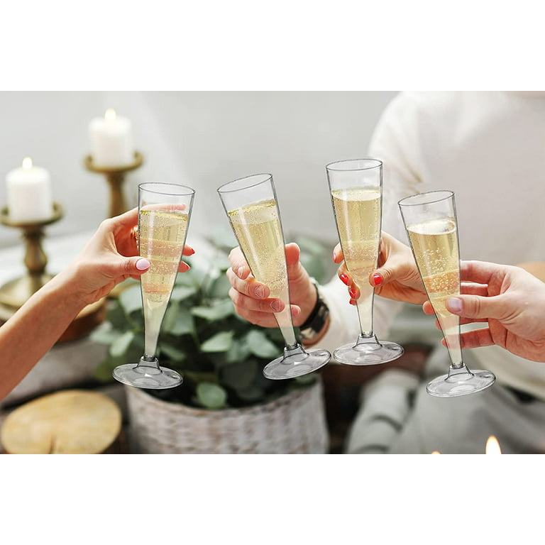 Eparé Champagne Flutes - 5oz Set of 4 Prosecco Glasses - Stemless Wine Glasses - Flute for Weddings and Bridal Showers