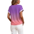thumbnail image 3 of Wang6 Womens Plus Size Short Sleeve T Shirts Causal Loose Fit Gradient Printed Summer Tops Trendy Crew Neck Tees Shirts Purple M, 3 of 6