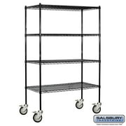 Salsbury Industries 9648M-BLK 48 inch W x 80 inch H x 18 inch D Wire Shelving - Mobile - Black