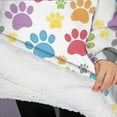 thumbnail image 3 of Oversized Wearable Blanket Hoodie,White Dog Paw Footprint Sherpa Blanket Hoodie with Super Pockets,Super Warm Fuzzy Pullover for Women & Men, 3 of 6
