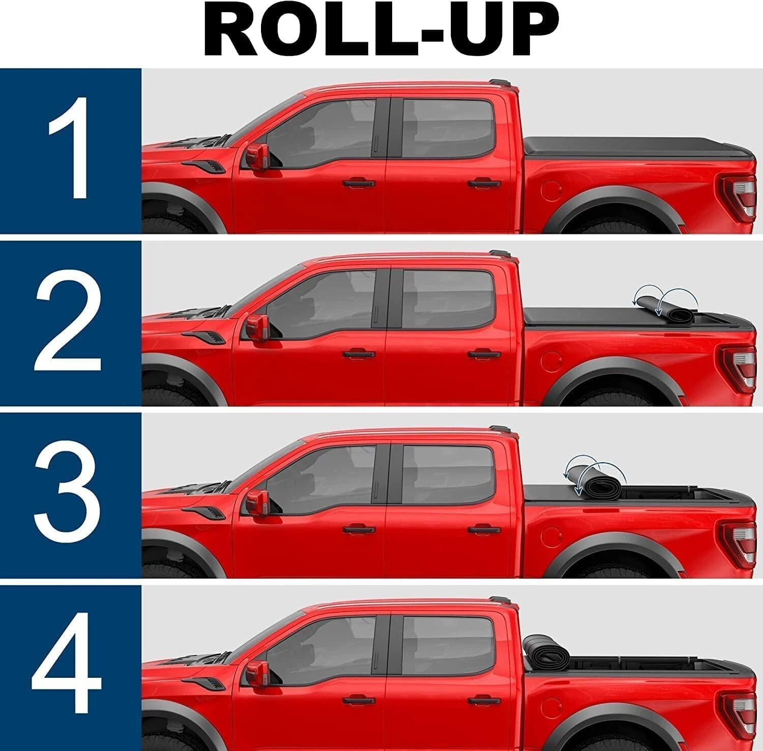 MOSTPLUS 6.5/6.6FT Roll Up Tonneau Cover for 2007-2013 GMC Sierra Chevy Silverado Truck Bed Cover