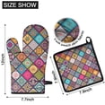 thumbnail image 6 of Multicolor Ethnic Mandala Pattern Kitchen Oven Mitt and Pot Holder Sets 2 Pcs for Baking, Cooking and Grilling, Heat Resistant Up To 392 °F, 6 of 7