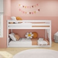 thumbnail image 2 of Max & Lily Solid Wood Twin over Twin Low Bunk Bed with Ladder on End For Kids, White, 2 of 13
