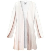 Women's Medium Petite Maxi Cardigan Straight Rosé Sparkling Slinky Womens Comfy Casual Long Flowy Drape Lightweight Duster Sweater Made in USA