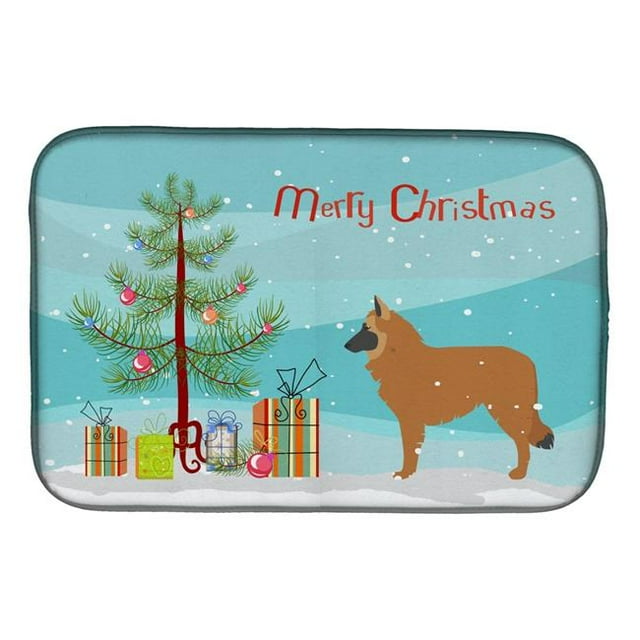 Carolines Treasures BB2979DDM Belgian Shepherd Merry Christmas Tree Dish Drying Mat