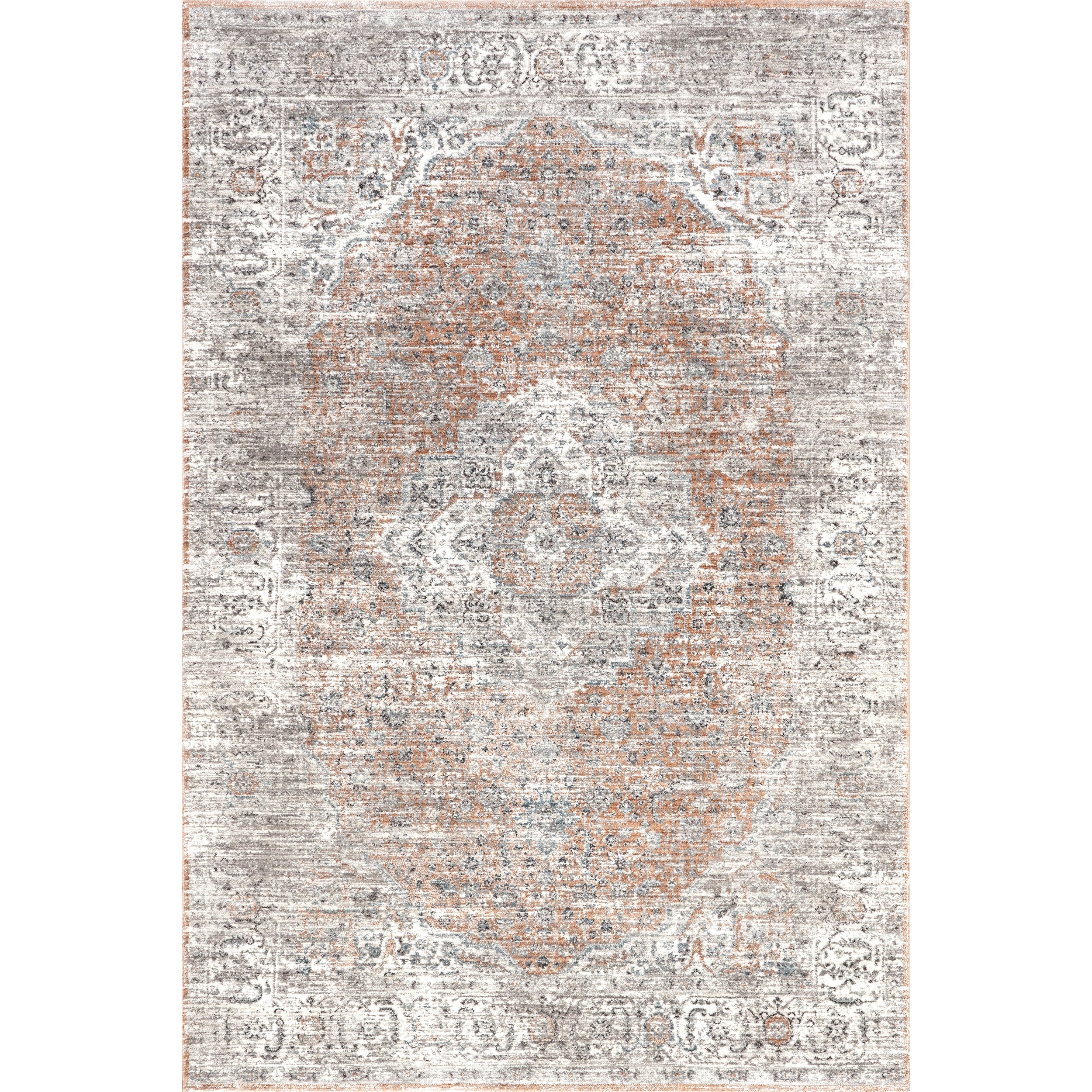 nuLOOM Kayleigh Traditional Faded Fringe Area Rug, 5' 3" x 7' 7", Rust