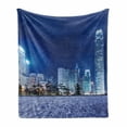 thumbnail image 1 of Urban Soft Flannel Fleece Blanket, Hong Kong Skyline Night Architectural Cityscape Skyscrapers Modern Photo, Cozy Plush for Indoor and Outdoor Use, 70" x 90", Purplegrey Royal Blue, by Ambesonne, 1 of 6