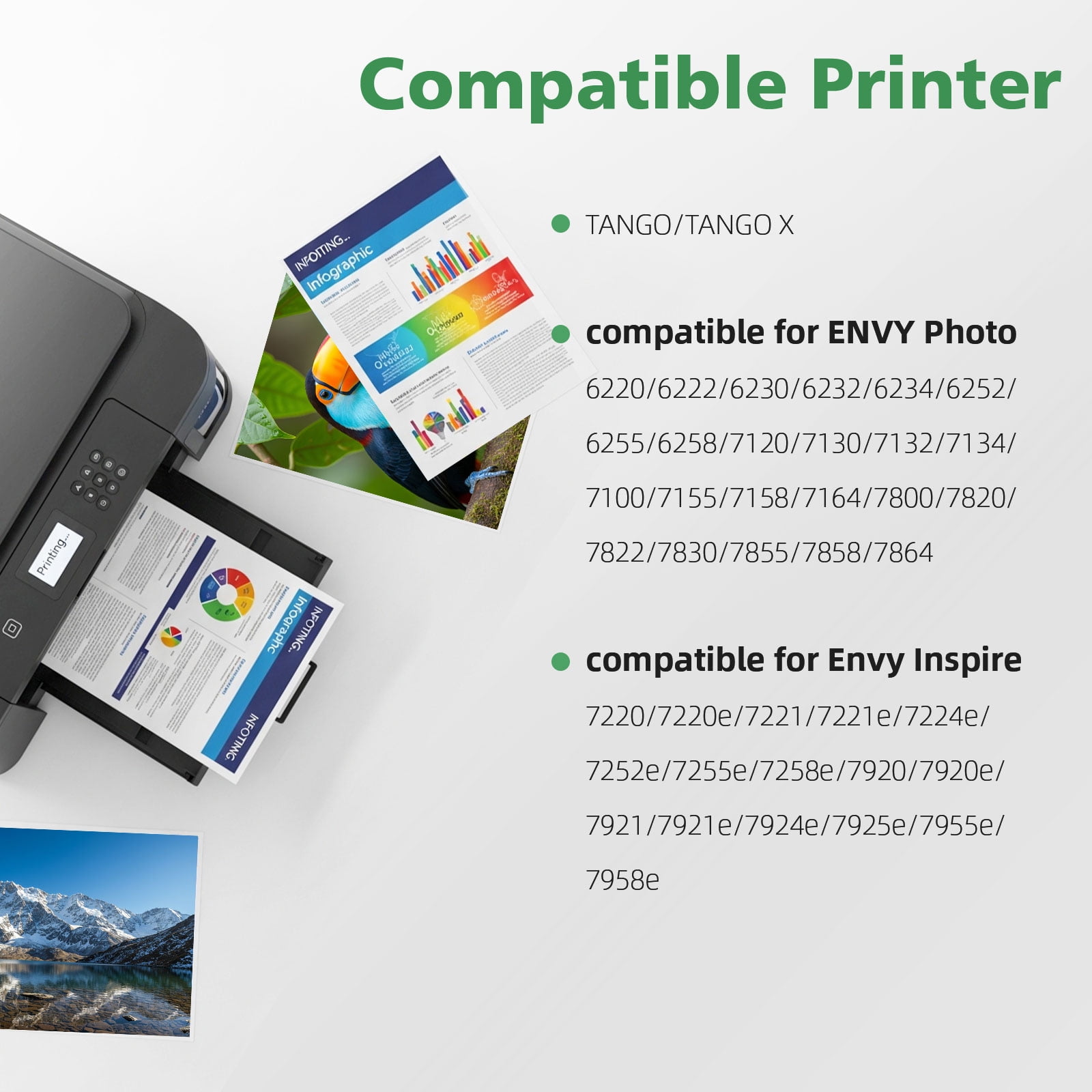 64XL Ink Cartridge Compatible for Printer Ink HP 64XL Black Color Combo Pack Compatible for Envy Inspire 7900e Series 7955e 7255e Envy Photo 7855 7858 7155 6255 Printer