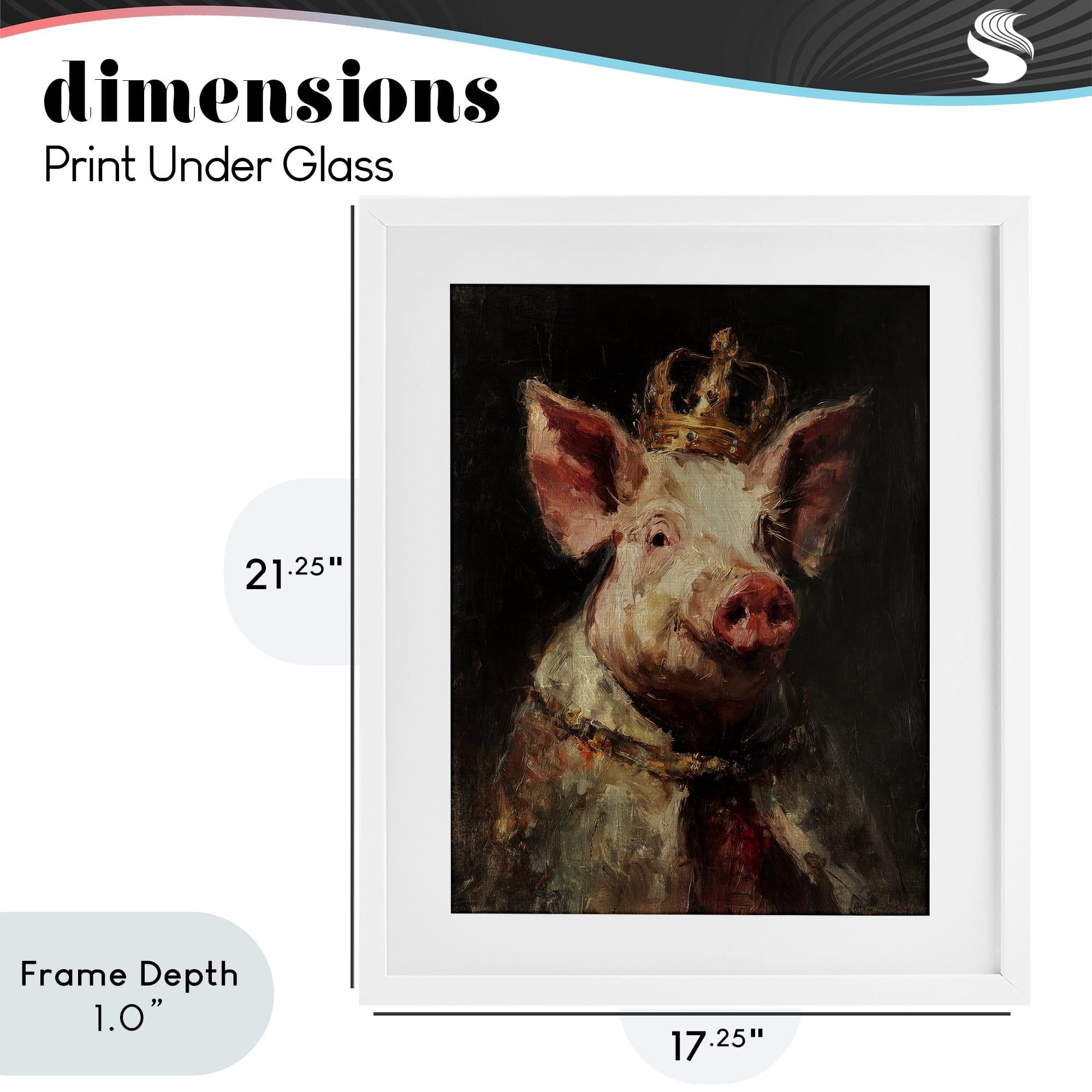 Stupell Industries Royal Swine Portrait White Framed Print Under Glass, design by Svetlana Aleynikova