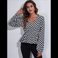 thumbnail image 4 of Blusa de Larga para Mujer, Estilo Babydoll, Ligera, de Poliéster, con Cuello en V y Mangas Abullonadas Red Pequeña S, 4 of 10