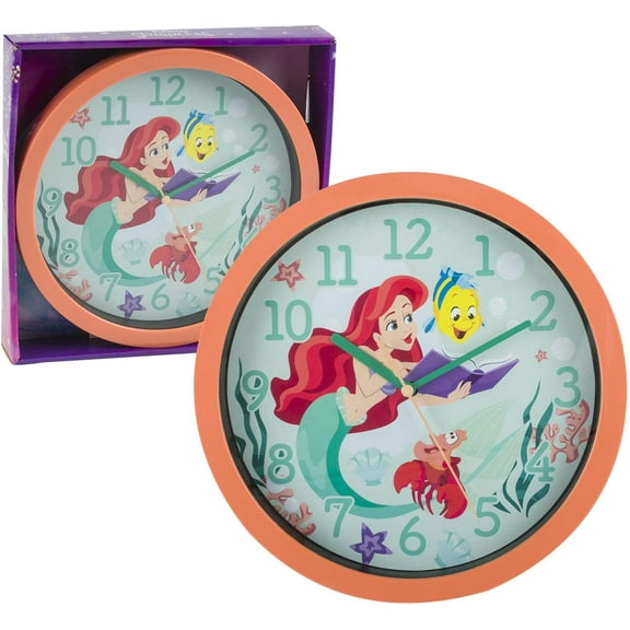 Disney Princess Ariel Wall Clock- 10"  - Little Mermaid Ariel Wall Clock for Kids Room Decor
