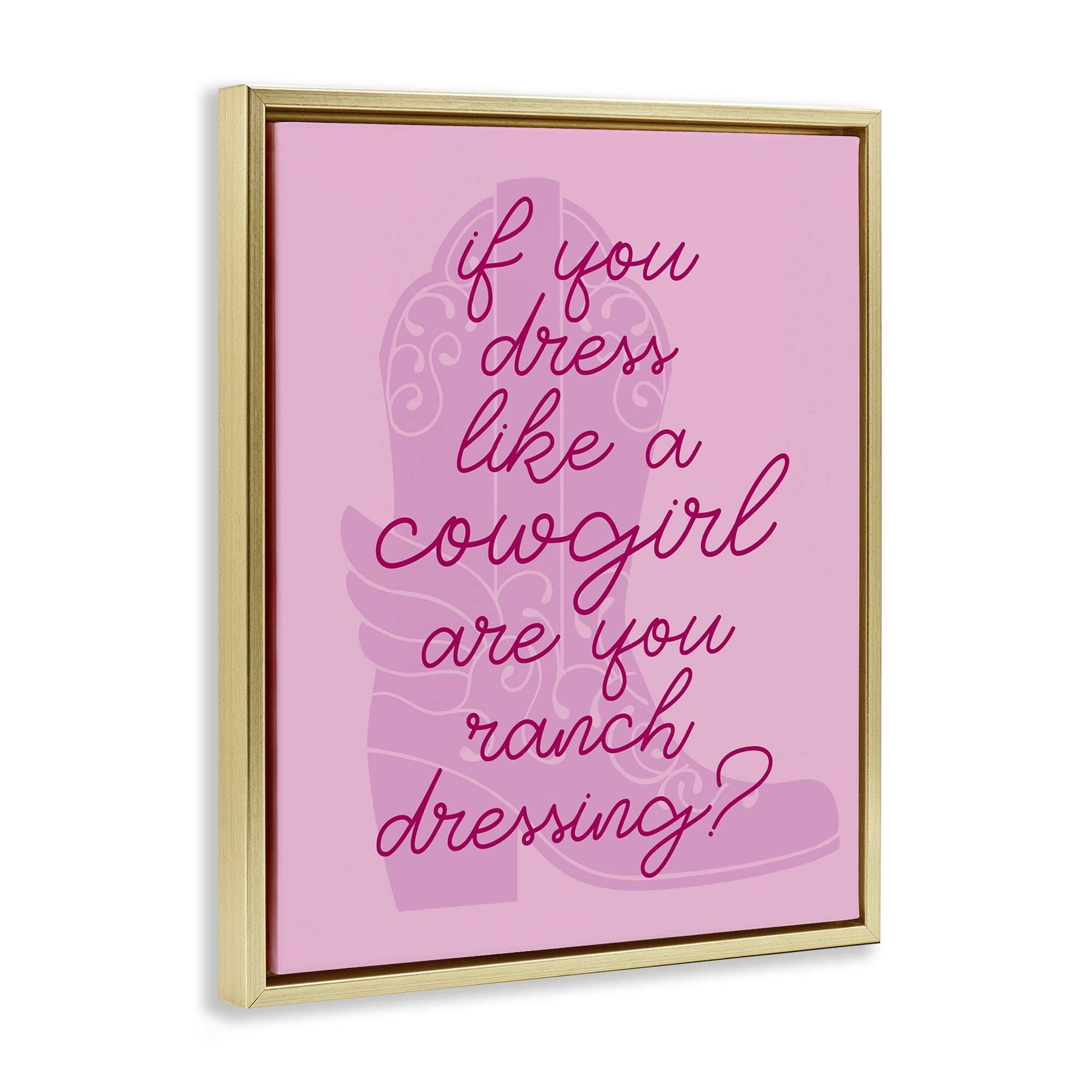 Stupell Industries Dress Like a Cowgirl Beauty & Fashion Painting Gold Floater Framed Art Print Wall Art, 25 x 31