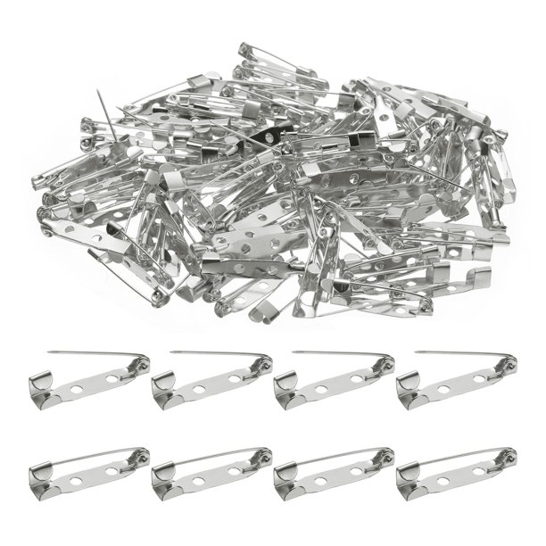 Uxcell 120 Pcs Alfiler de Barra de Seguridad 25mm Alfileres de Broche Plateados con Cierre de Bloqueo para Manualidades DIY Etiquetas con Nombre Insignias Fabricación de Joyas