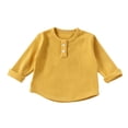 thumbnail image 4 of QIbmong Infants Toddler Girls Long Sleeve Shirts Crew Neck Ribbed Knit Tops Kids Casual Fall Winter Looses Pullover Undershirts for Back to School(1-2Years,Yellow), 4 of 9